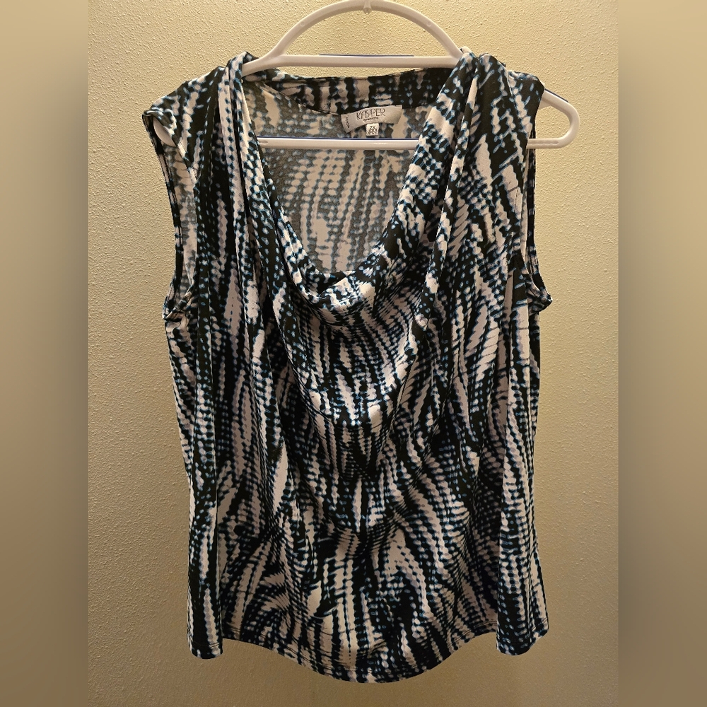 Kasper Women's Black and White Patterned Top